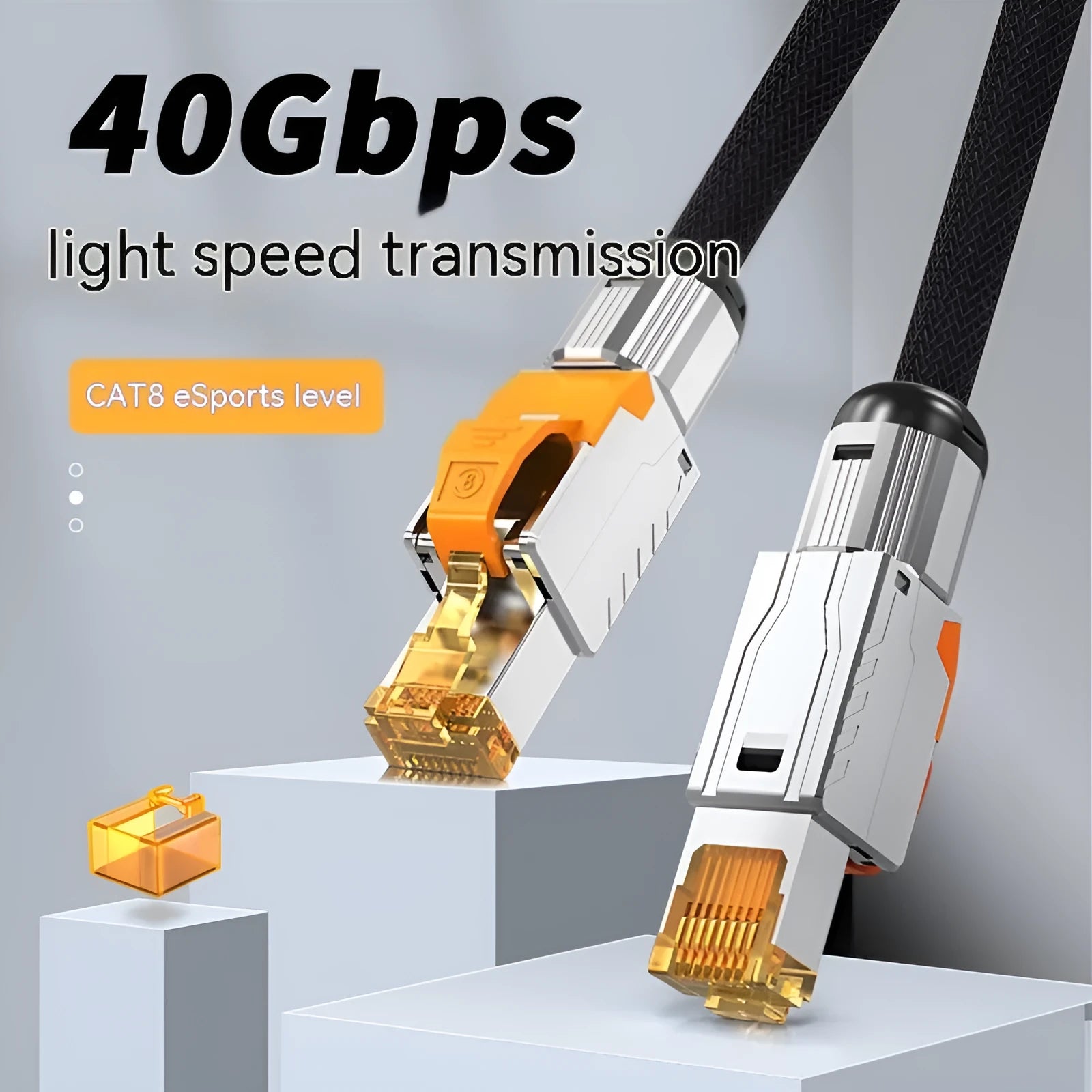 Double shielded Class 8 rubber network jumper in yellow, 0.5m length, for e-sports broadband use