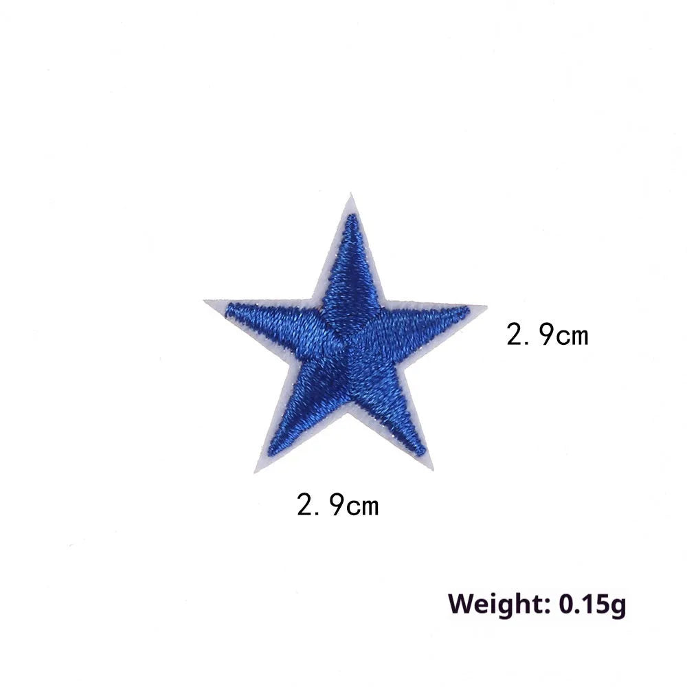 Colourful five-pointed star cloth embroidery stickers for DIY clothing decoration and craft projects