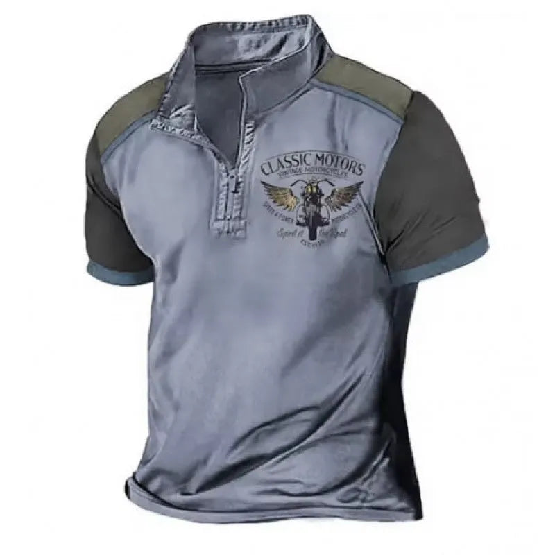 3D printed golf polo shirt in bird eye cloth polyester with loose fit pullover styling