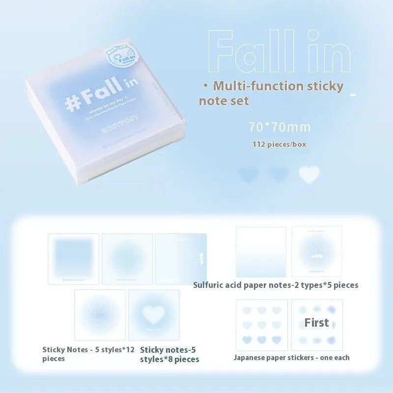 Square 70mm multifunctional notepad with gradient parchment paper and sticky notes in four colour options