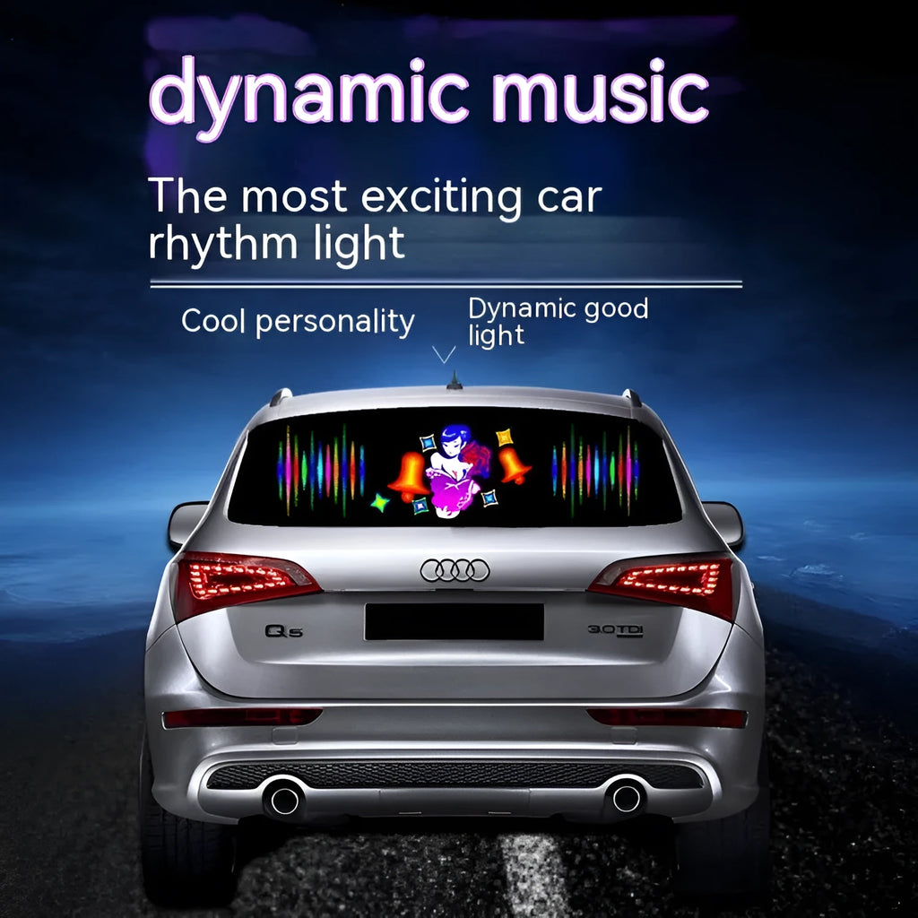 Car voice control rhythm light with 90cm electroluminescent panel showing themed design