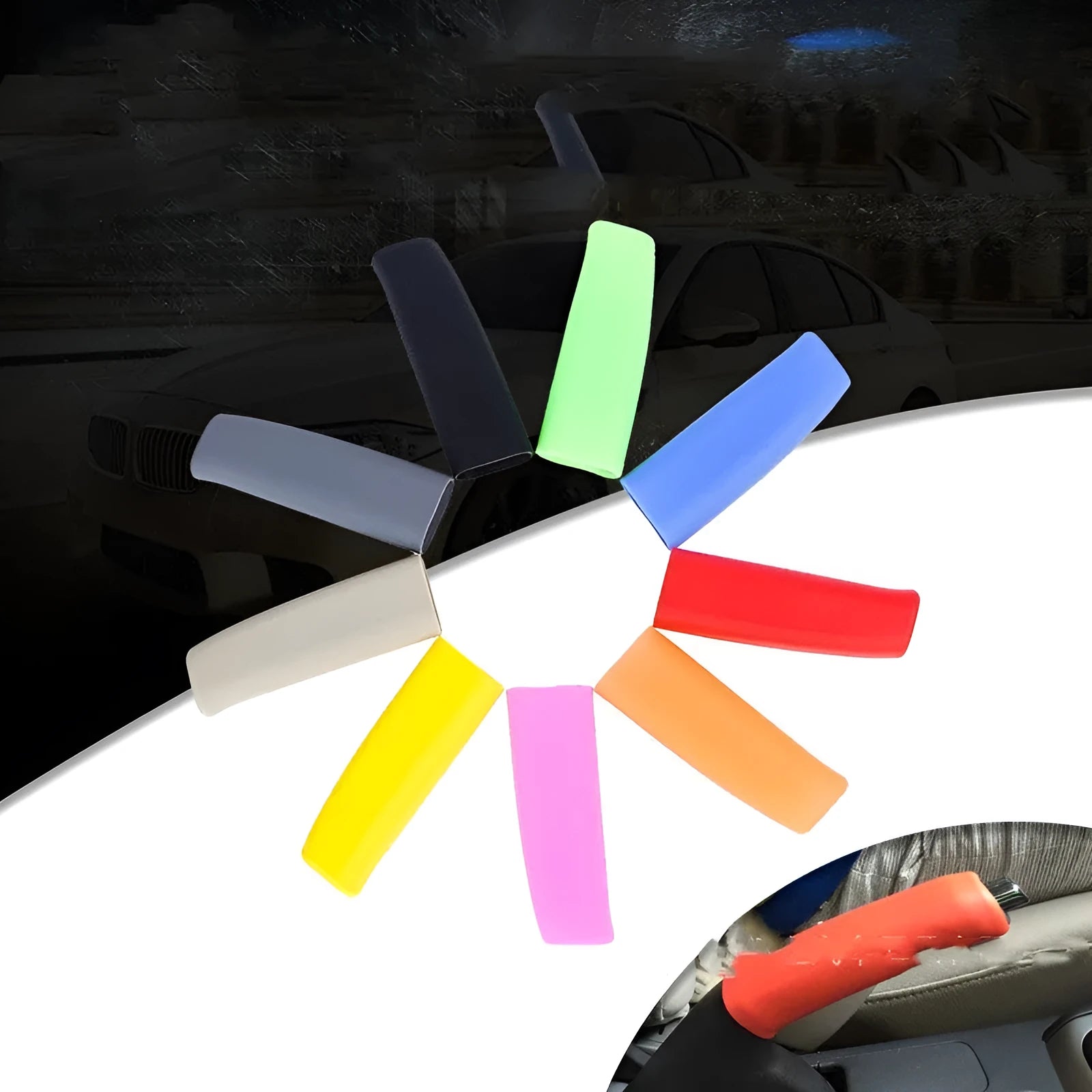 Silicone handbrake sleeve for cars in multiple colours showing 12cm length