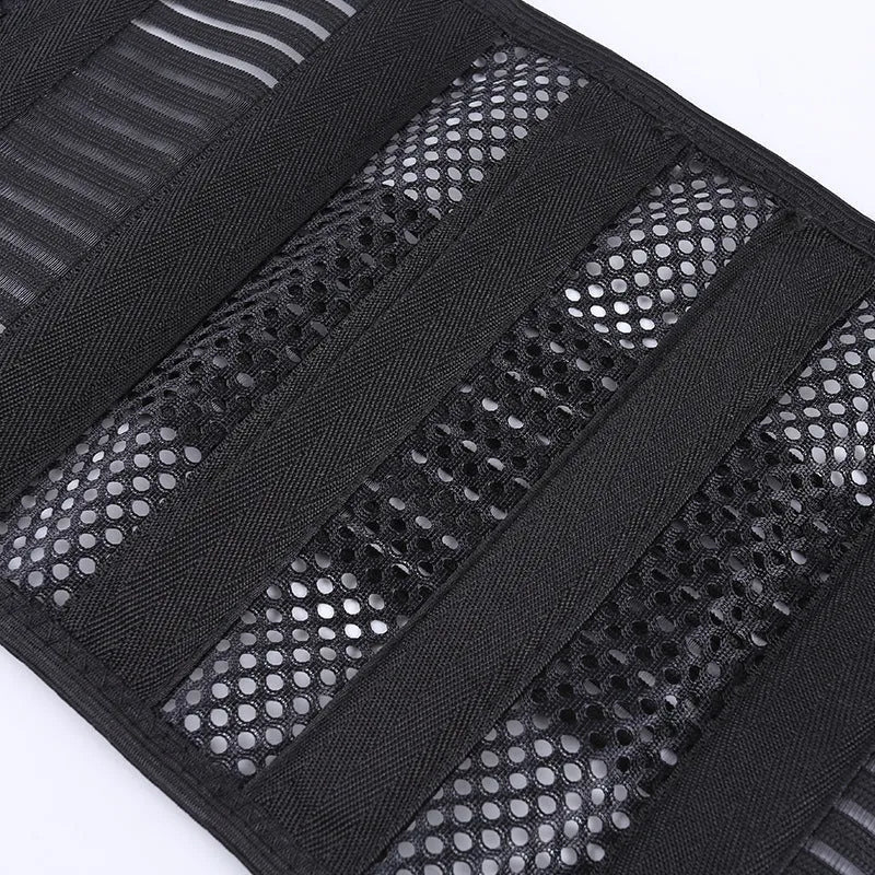 Black breathable decompression sports waist support with steel plate for adult fitness activities