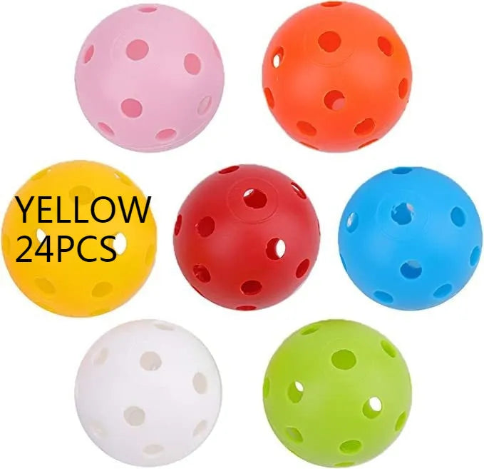 Multi-colour 42mm golf practice balls in blue, green, orange, red, white and yellow colours