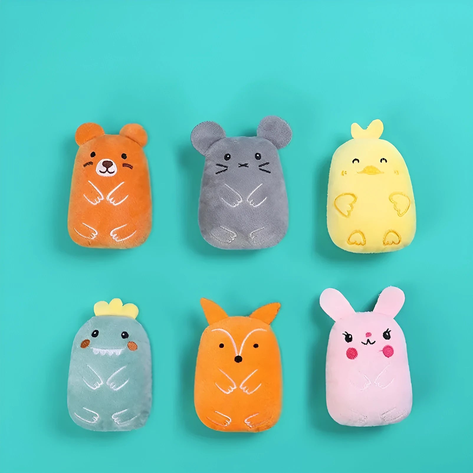 Brown plush cat toy with claw designs for chewing and teeth grinding, filled with catnip.