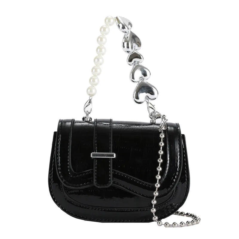 Women's horizontal square crossbody bag with single shoulder strap and phone compartment in PU leather