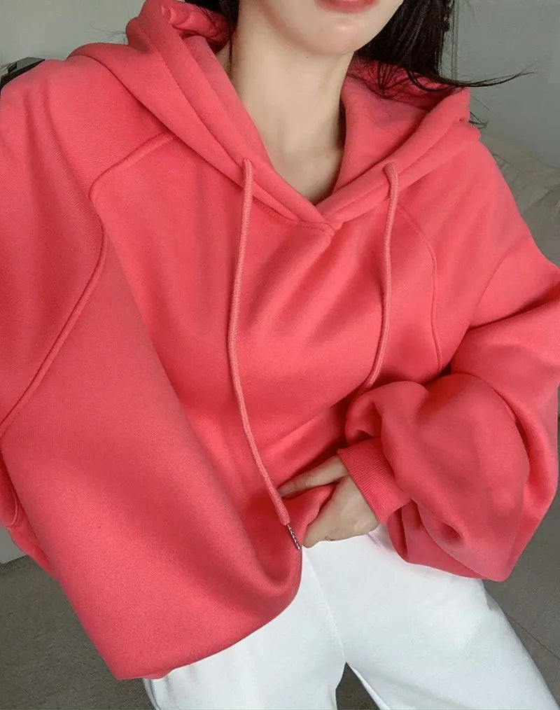 Women's watermelon red mulberry silk hooded pullover sweater loose fit sleeveless design