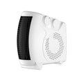White desktop electric heater with compact rectangular design for office or home use