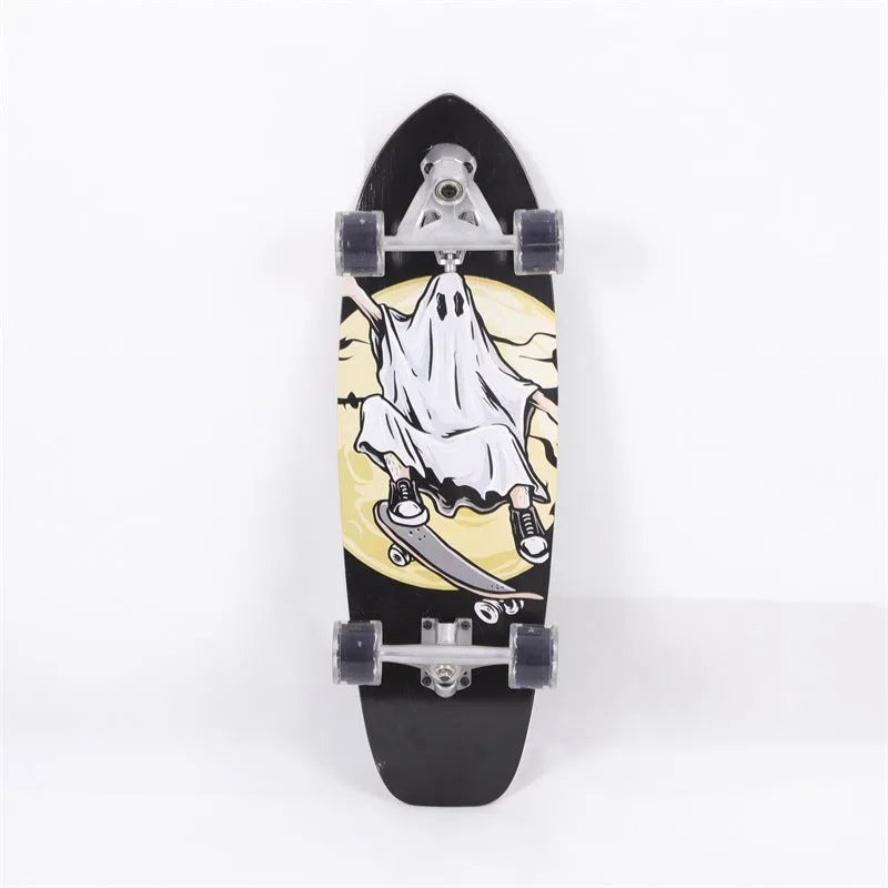 White street scooter with 31-inch maple wooden deck for urban riding