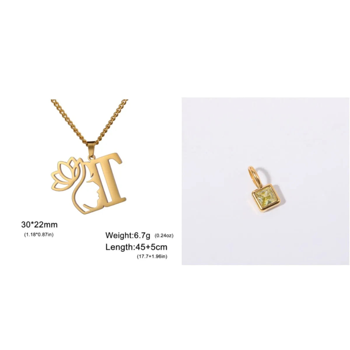 Gold and silver stainless steel fashion necklaces with a cross chain design and matching pendants.
