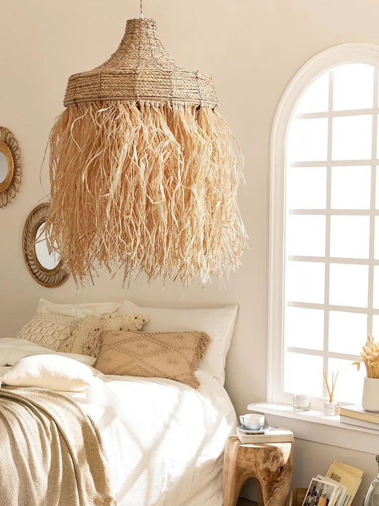 Southeast Asian style woven rattan pendant light with 50cm diameter for restaurant ceiling