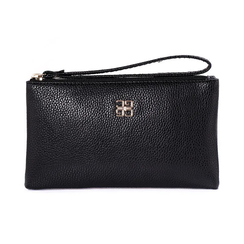 Long 55cm phone wallet handbag in PU leather with zipper closure and sewing line detail