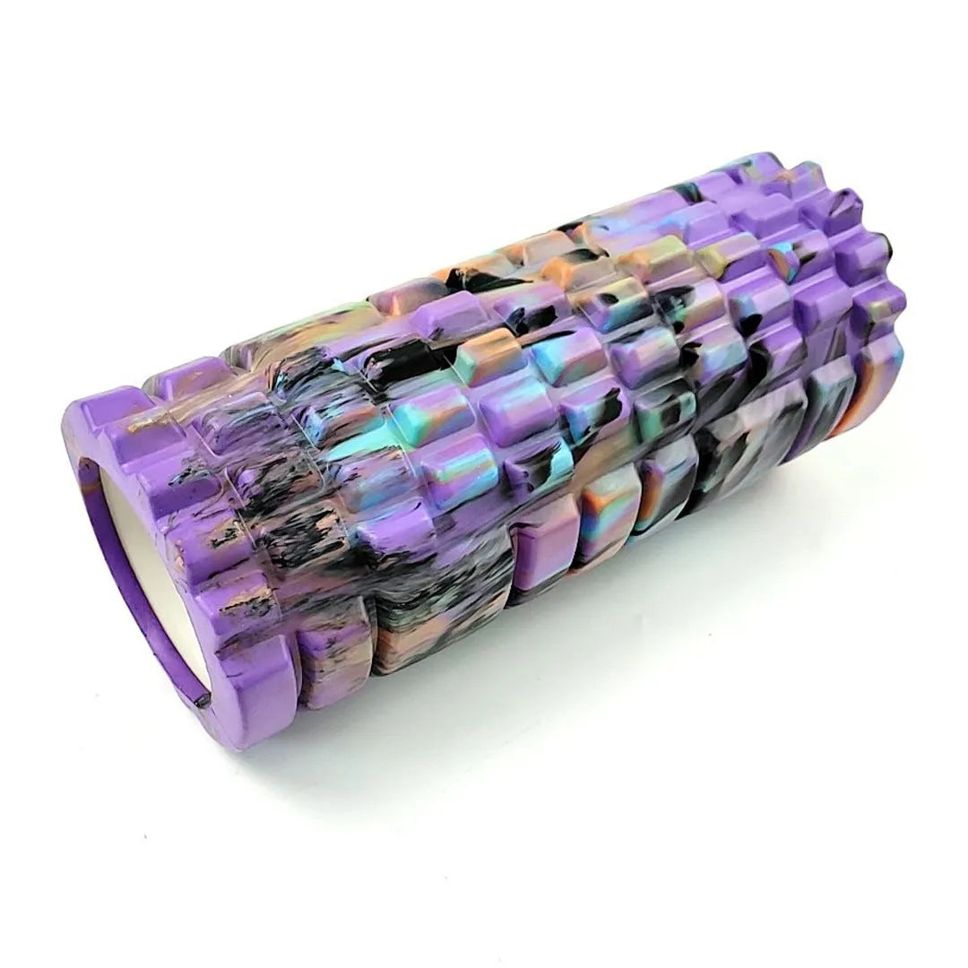 33cm camouflage pattern EVA foam roller in blue, green and yellow colour combination