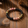 Vintage tassel bohemian beaded chain necklace and matching bracelet in natural stone with electroplated finish
