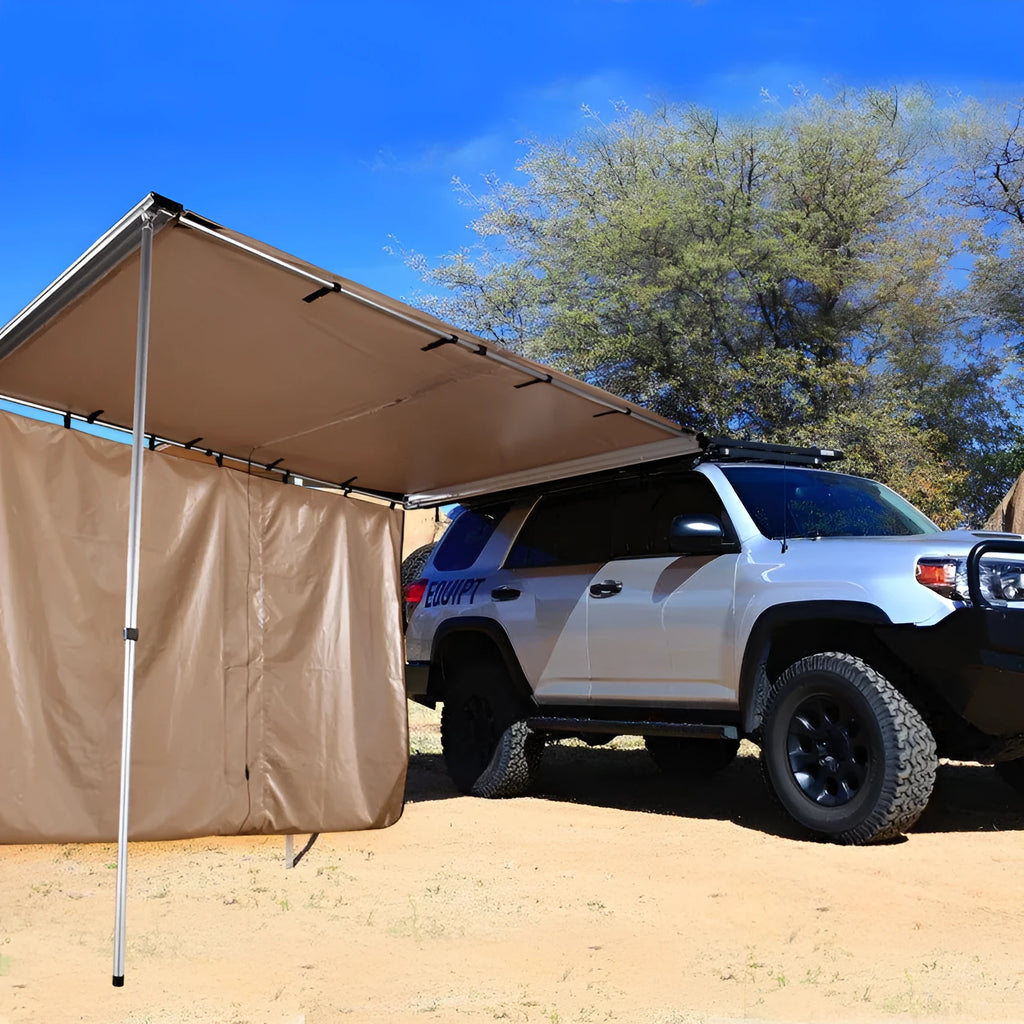 Two-bedroom camping tent with aluminum poles shown in an outdoor setting.