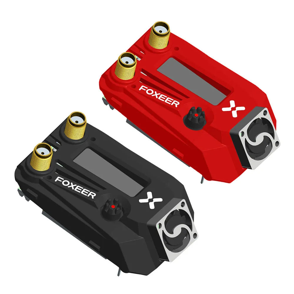 Black Wildfire FPV dual receiver video glasses for drone flying, compatible with Fatshark.
