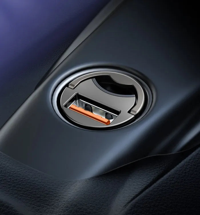 Baseus grey 30W PPS fast car charger with single USB port and 1 metre cable