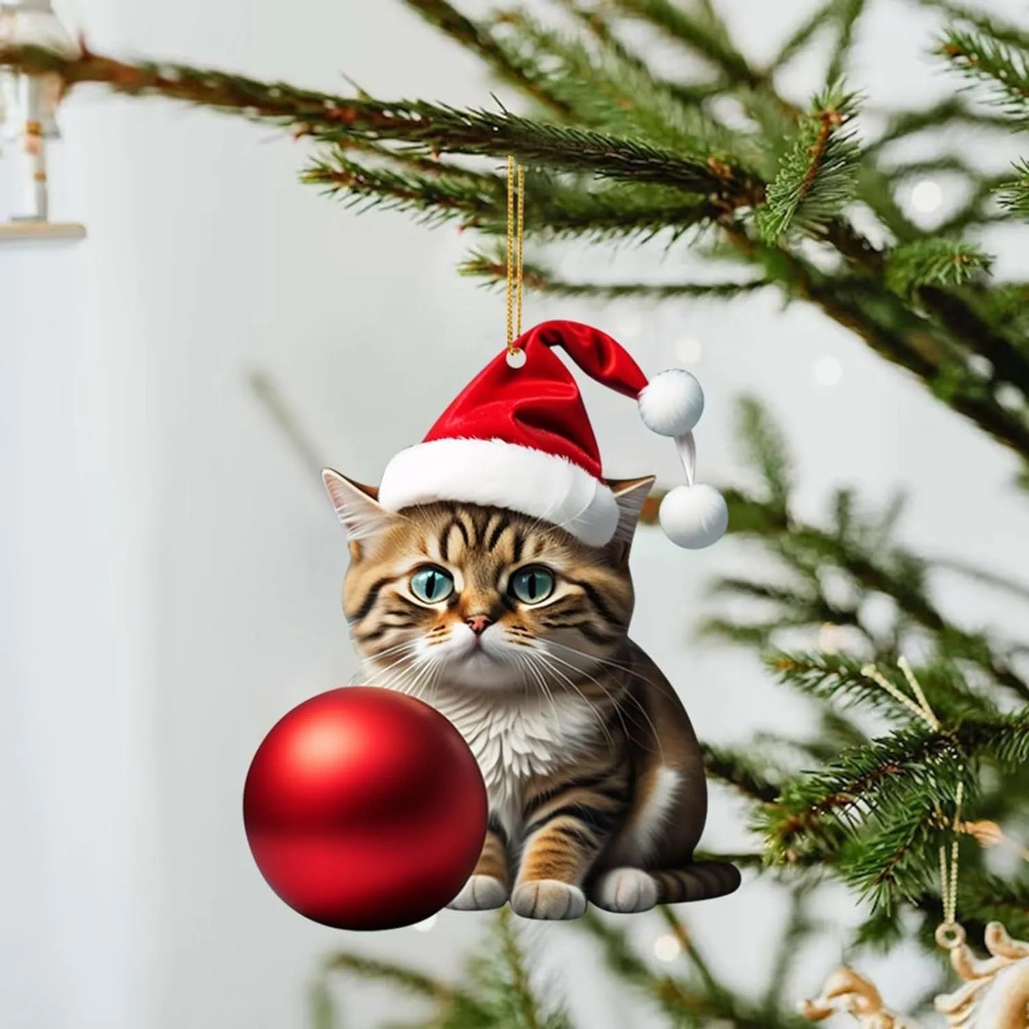 Creative kitty cartoon Christmas car hanging ornament in acrylic material