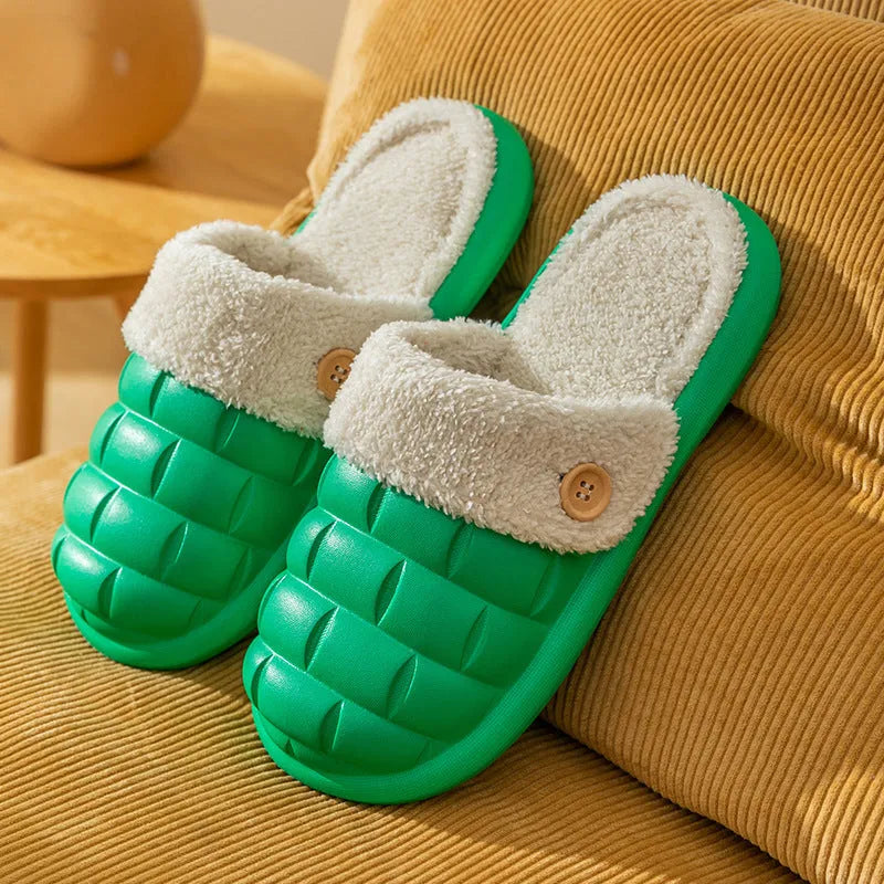Plaid detachable slippers with plush lining and EVA sole in various colours