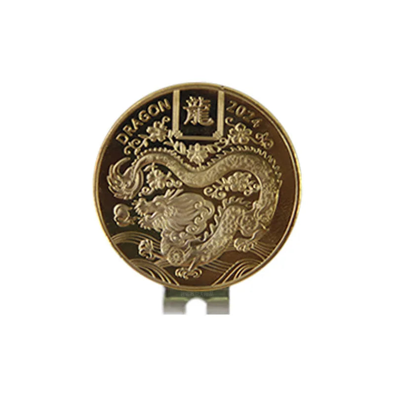 Zinc alloy personalised hat clip for golf with dragon year and IDID designs.