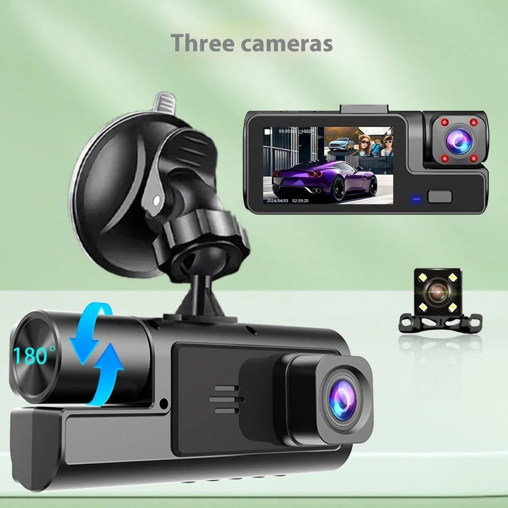 Wifi car driving recorder with 2.0 inch screen showing reversing camera display on dashboard