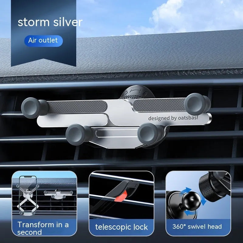 Invisible alloy car mobile phone holder for air vent mounting with snap-on installation