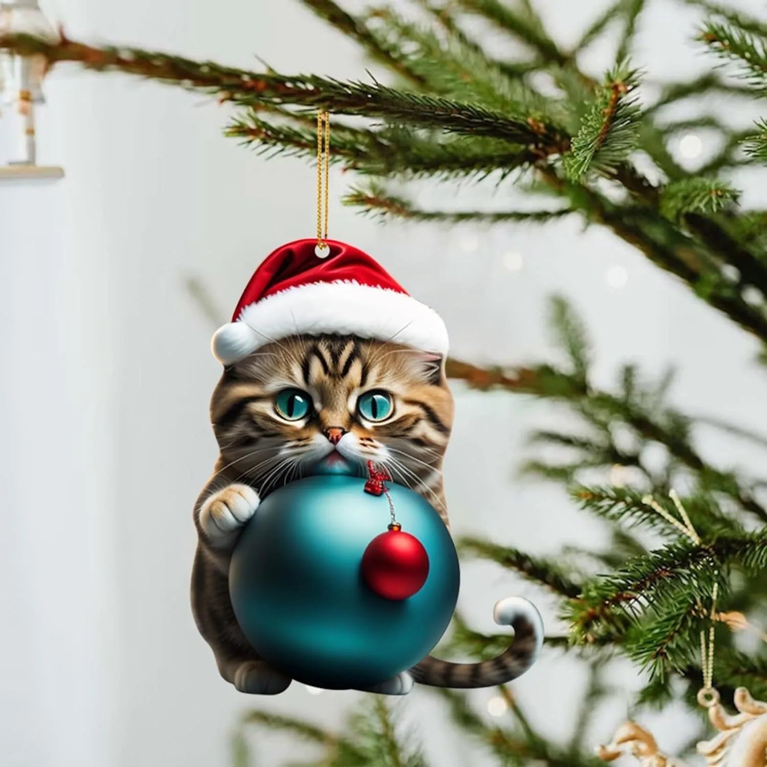 Creative kitty cartoon Christmas car hanging ornament in acrylic material