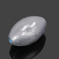 Tongxin olive lead fishing sinker with scale pattern in rugby shape, showing weights from 10g to 150g