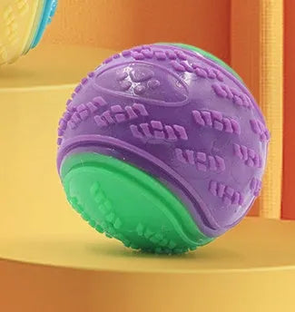 TPR rubber dog training ball in luminous colours with 6.5cm diameter for dental care