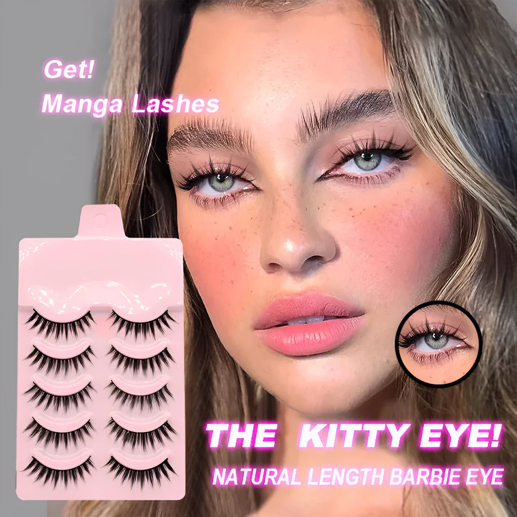 Manga false eyelashes set with three natural wispy styles for anime cosplay and Korean makeup