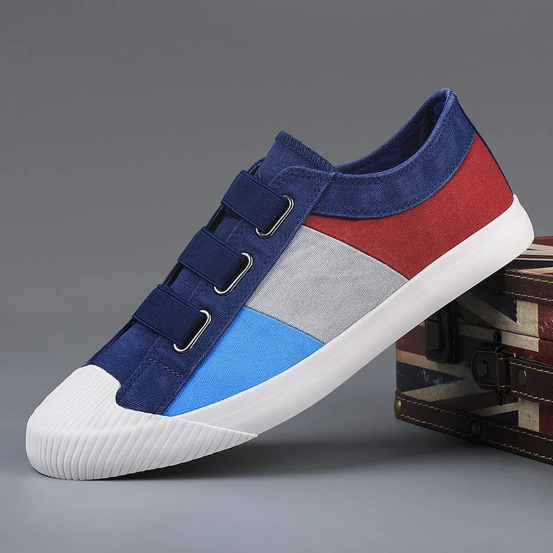 Men's low-top canvas sneakers with elastic band closure in multiple colour options