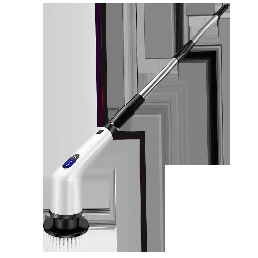 White lithium rechargeable handheld cleaning brush with ABS construction