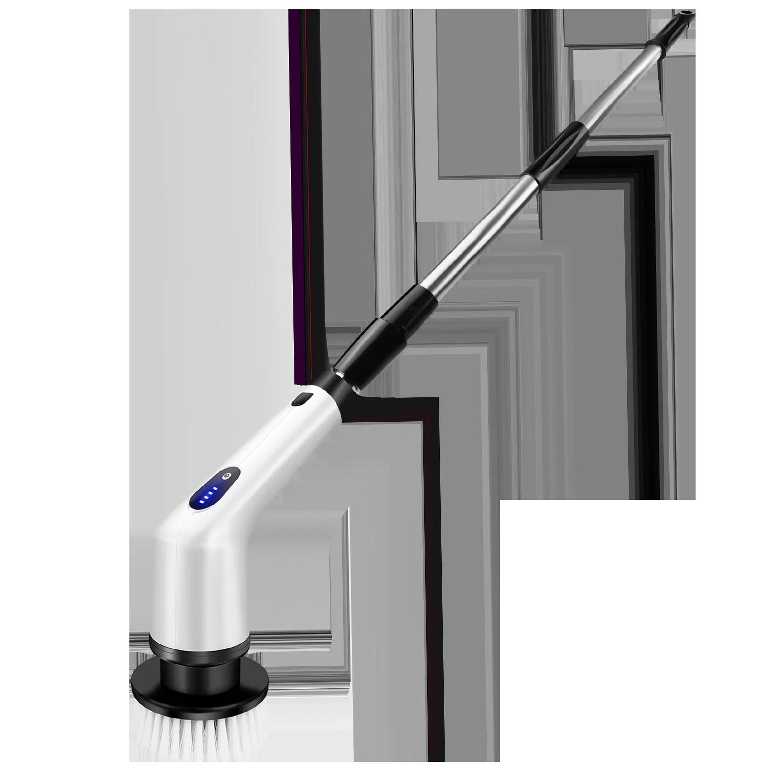 White lithium rechargeable handheld cleaning brush with ABS construction