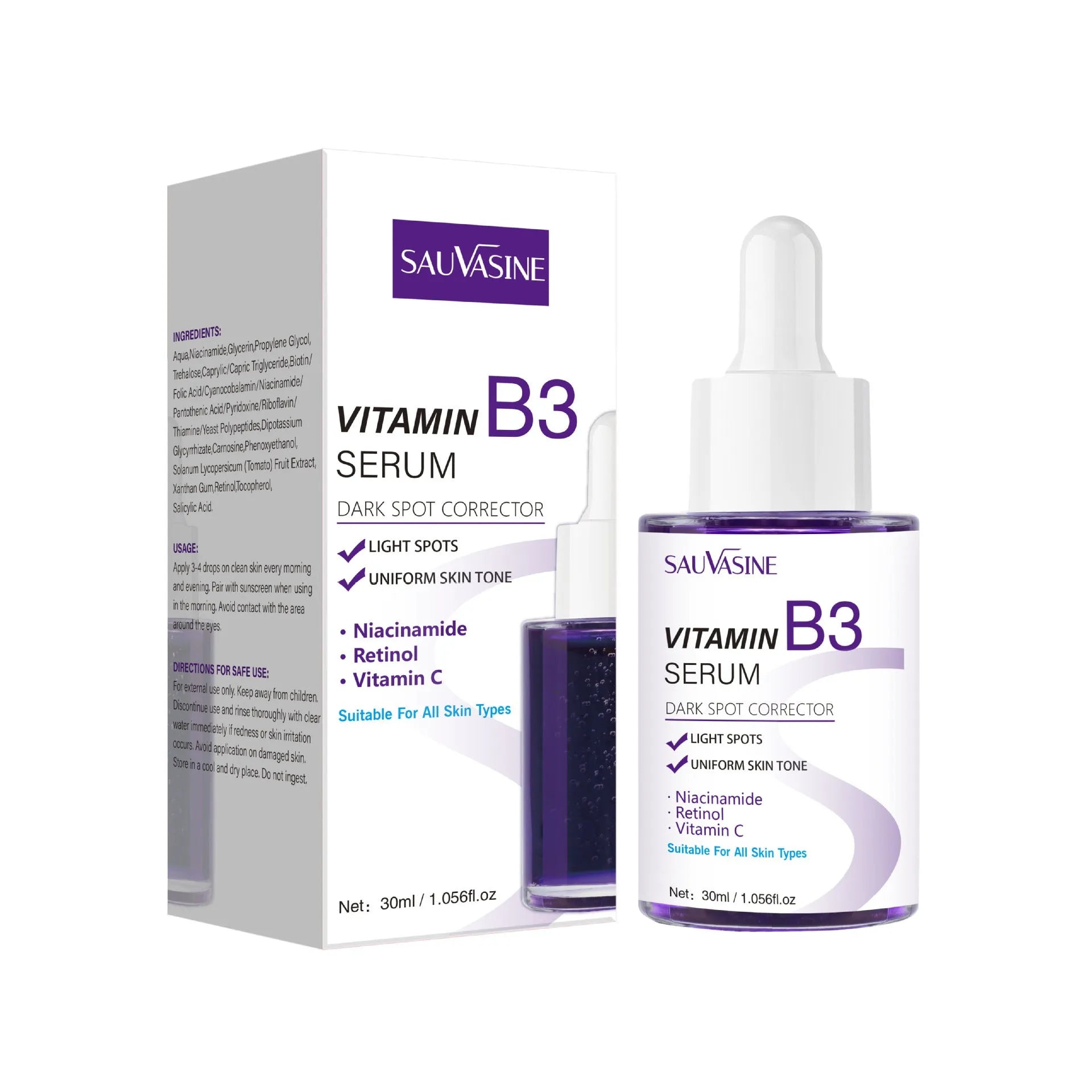 30ml Vitamin B3 facial essence bottle for nourishing moisturising and firming skincare