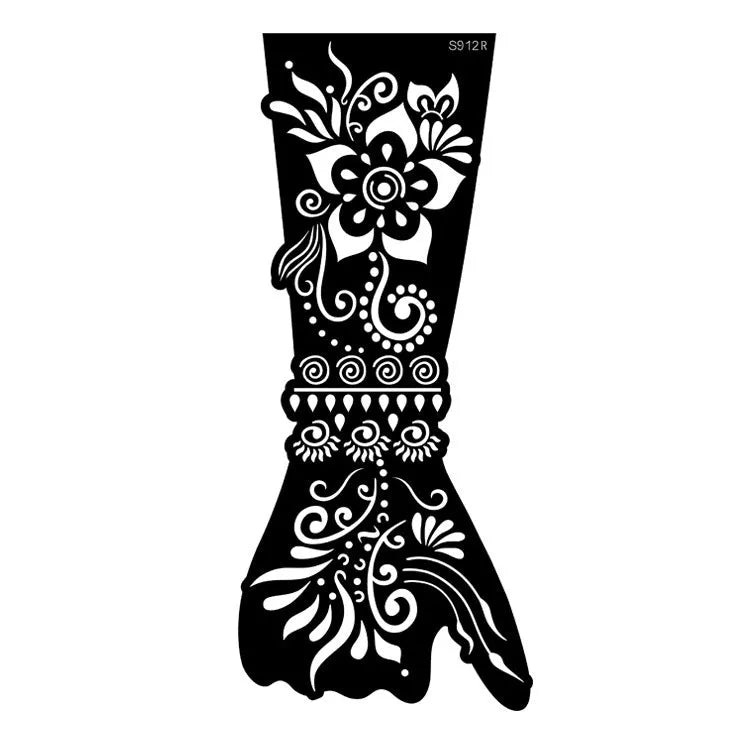 Geometric hollow template tattoo stickers showing intricate cut-out patterns for tattoo stencil applications