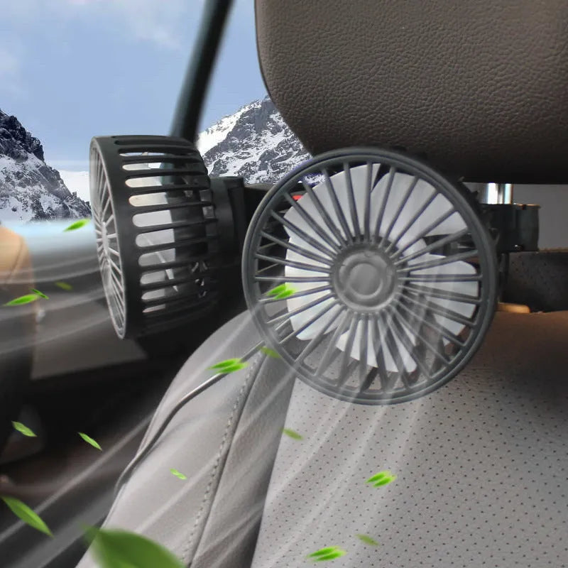 Black car USB rear pillow single head fan with multifunctional adjustment