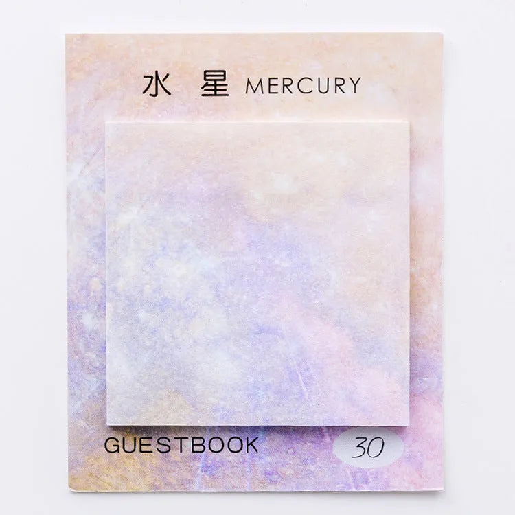Square planet sticky notes notepad with oil painting artwork of celestial bodies