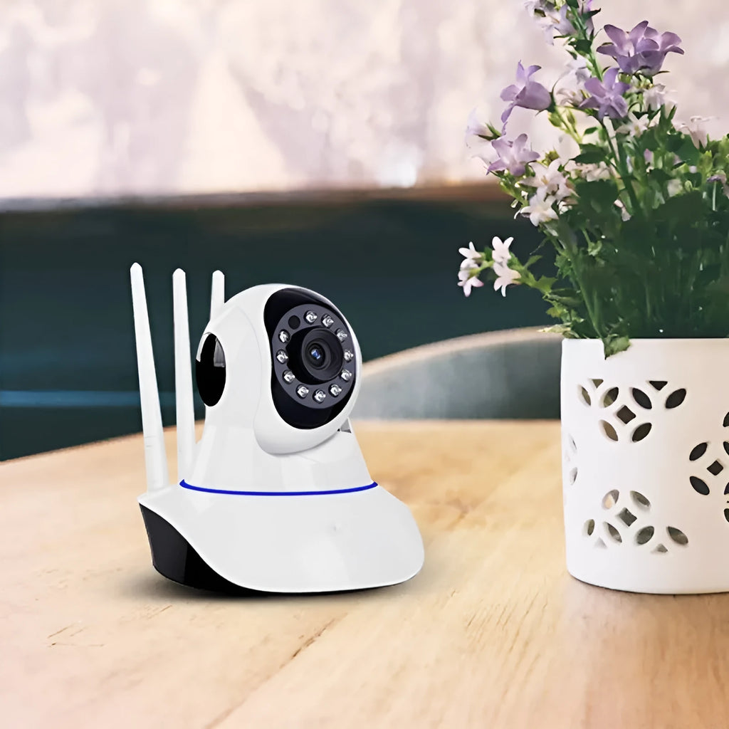 White dome wireless security camera with 1 million pixel sensor for indoor outdoor surveillance