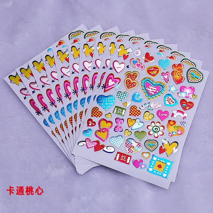 Heart reward stickers with gilding waterproof laser finish 100 pieces cartoon heart design