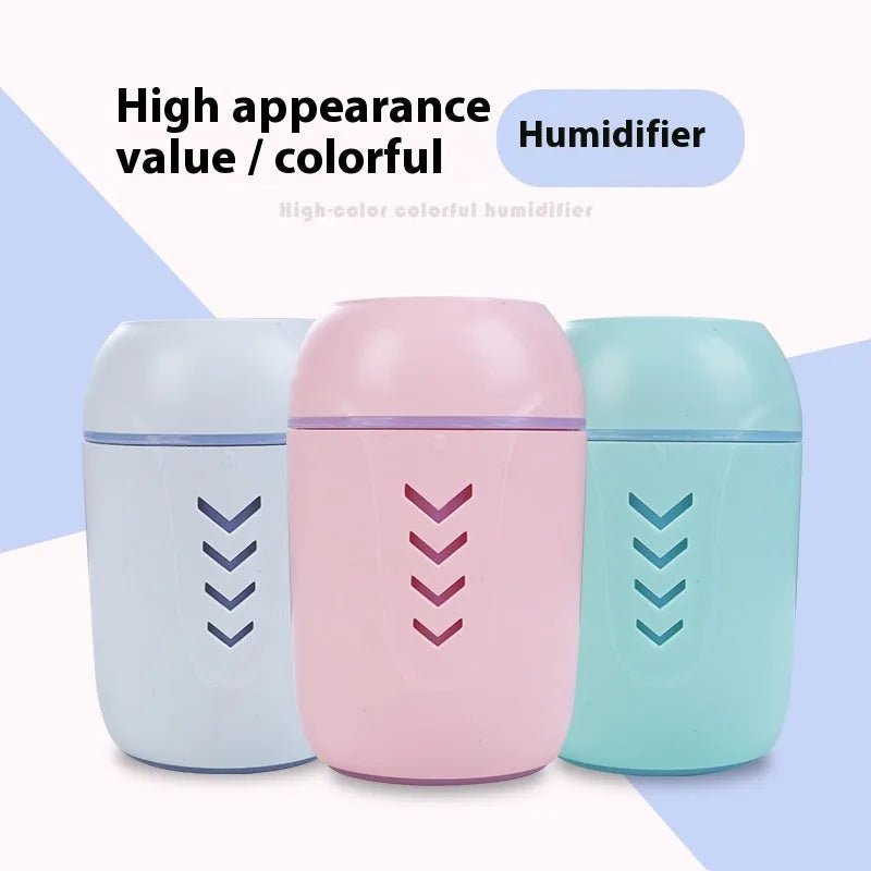 Round white portable air purifier with USB cable for car, desktop and small room use
