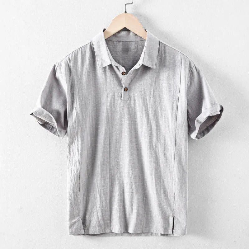 Men's loose fit linen blend casual shirt in solid colour options
