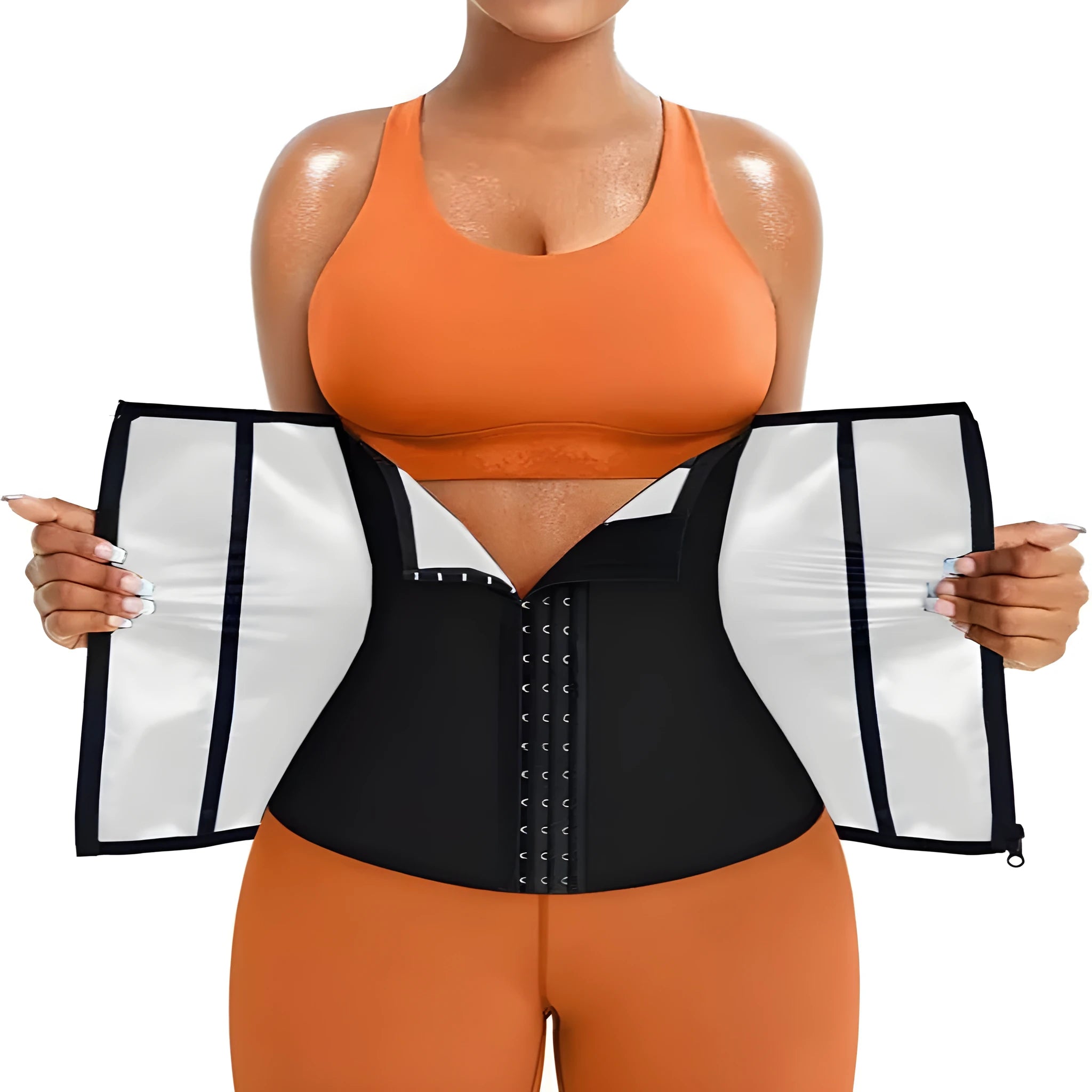 Neoprene belly band in blue colour showing adjustable abdominal support design