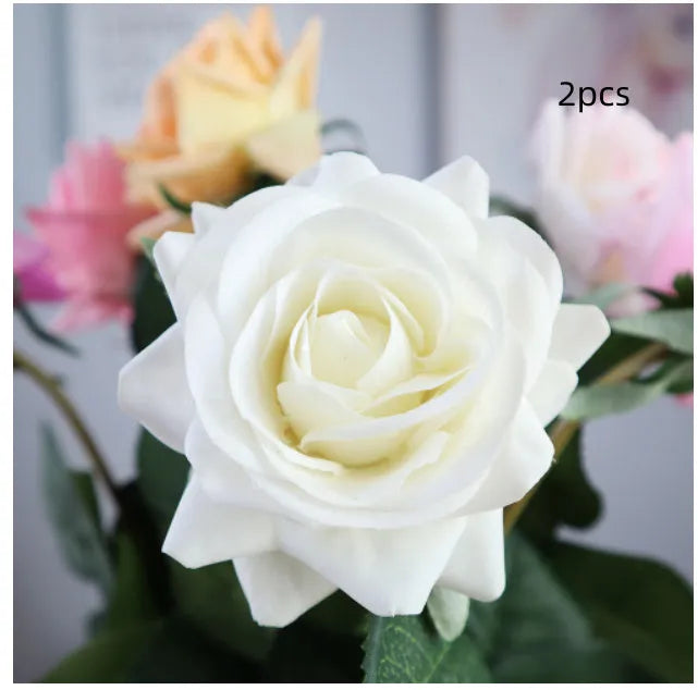 Silk touch artificial rose flower with 42cm length and 8.5cm flower head in multiple colour options