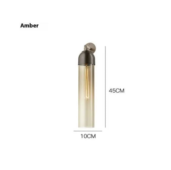 Nordic modern minimalist glass wall lamp with E27 holder in blue, amber, transparent, smoke grey, or milky white.