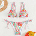 Women's lace-up backless one-piece swimsuit with high-cut briefs in picture colour.