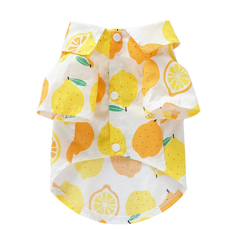 Fruit casual polyester dog clothes in pineapple powder colour for small to large dogs