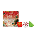 Christmas bath bomb set with gift box, snowflake, and Christmas tree designs in festive packaging