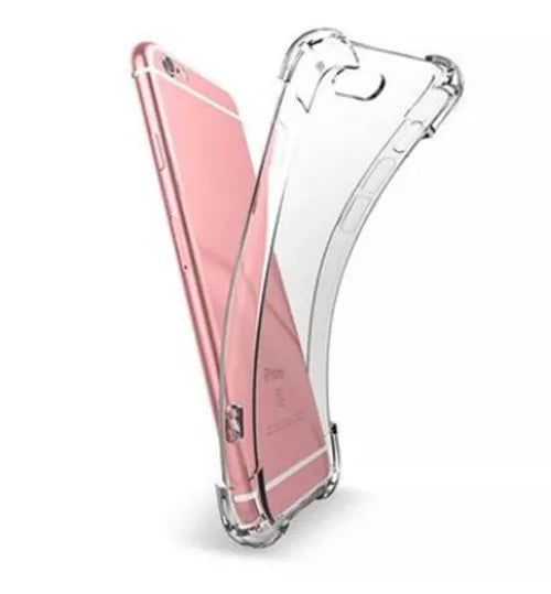 Clear transparent iPhone case showing phone design through TPU material