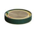 Large circular cat scratching board with green replaceable core and interactive bell toys