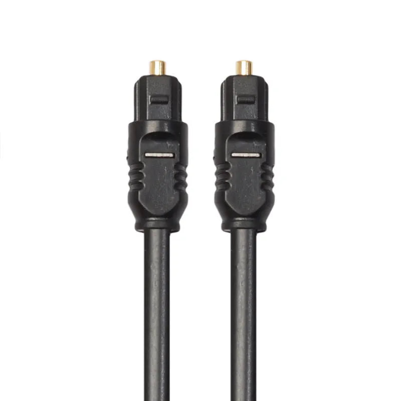 Black Toslink digital optical audio cable with square connectors, 2 metre length